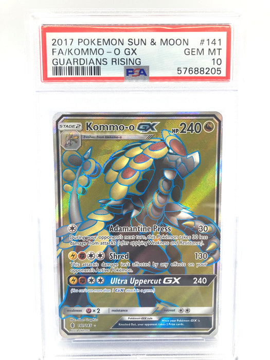 Kommo-o GX 141/145 PSA 10 Gem Mint Graded Pokemon Card (Sun & Moon Guardians Rising)