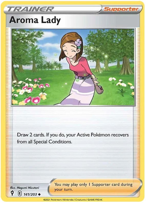 Aroma Lady 141/203 Uncommon Reverse Holo Pokemon Card (SWSH Evolving Skies)