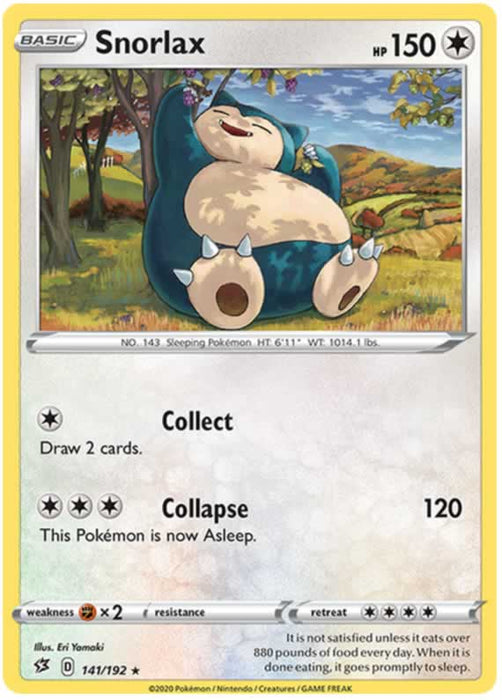 Snorlax 141/192 Rare Pokemon Card (SWSH Rebel Clash)