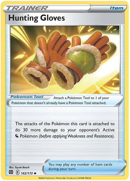 Hunting Gloves 142/172 Uncommon Reverse Holo Pokemon Card (SWSH Brilliant Stars)