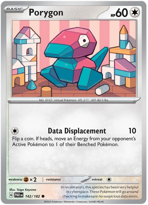 Porygon 142/182 Common Reverse Holo Pokemon Card (SV04 Paradox Rift)