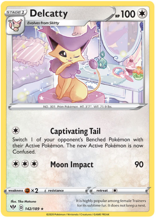 Delcatty 142/189 Rare Pokemon Card (Darkness Ablaze)