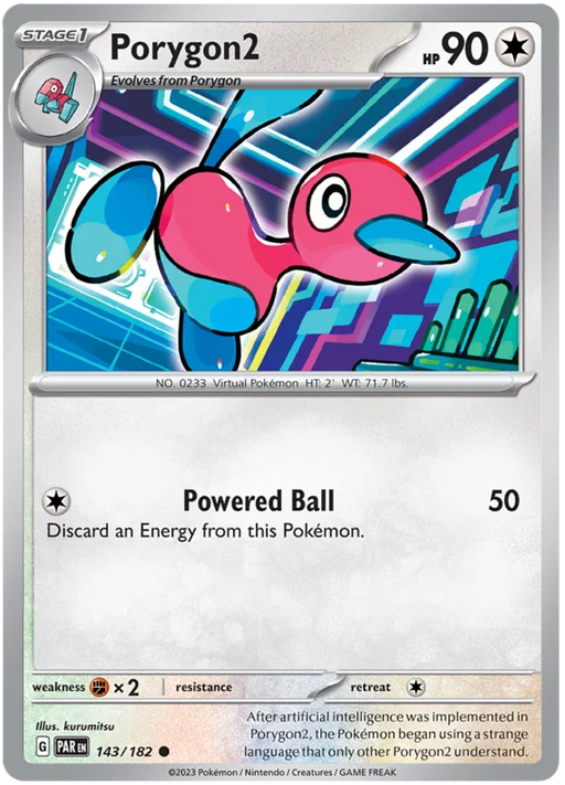 Porygon2 143/182 Common Reverse Holo Pokemon Card (SV04 Paradox Rift)