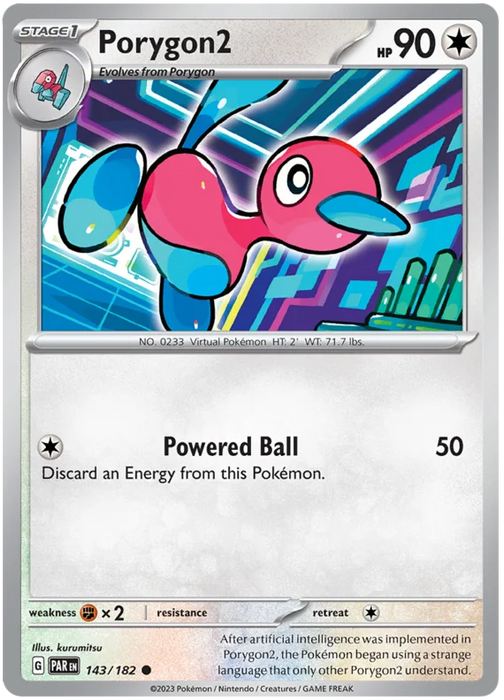 Porygon2 143/182 Common Pokemon Card (SV04 Paradox Rift)