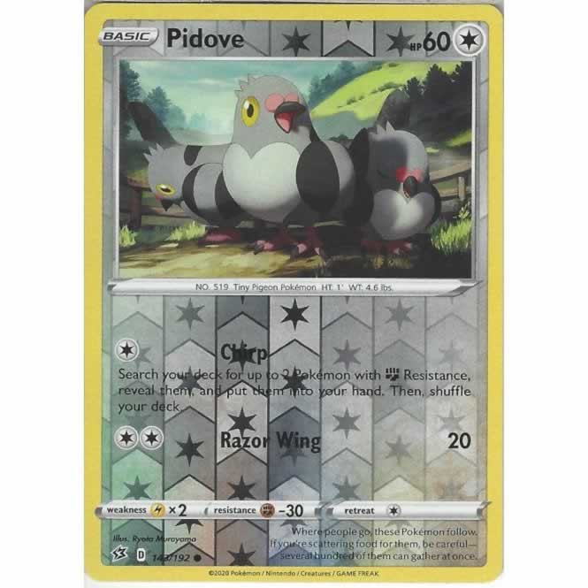 Pidove 143/192 Common Reverse Holo Pokemon Card (SWSH Rebel Clash)