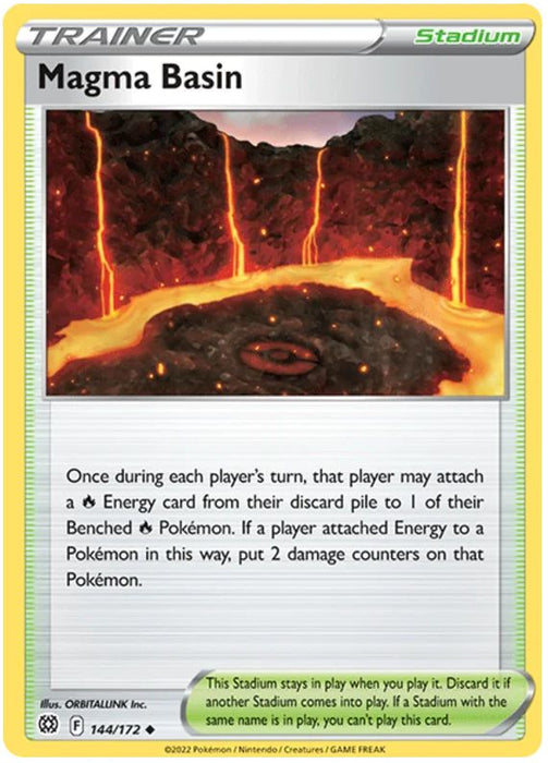 Magma Basin 144/172 Uncommon Reverse Holo Pokemon Card (SWSH Brilliant Stars)