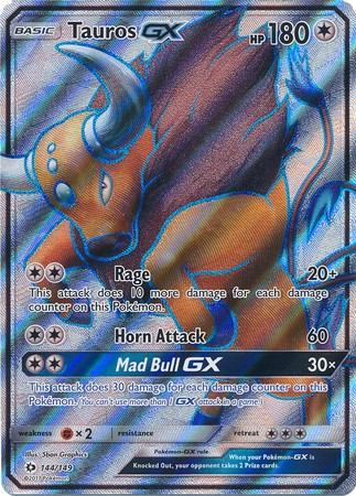 Tauros GX 144/149 Full Art Pokemon Card (Sun & Moon Base Set)