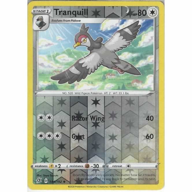 Tranquill 144/192 Uncommon Reverse Holo Pokemon Card (SWSH Rebel Clash)