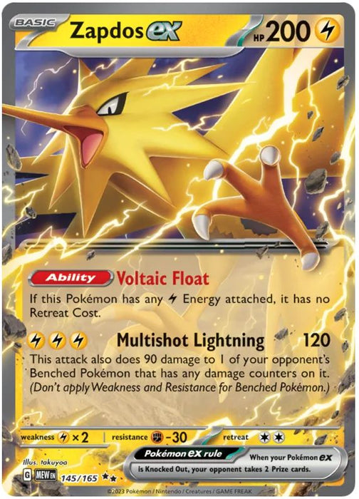 Zapdos ex 145/165 Double Rare Pokemon Card (Pokemon SV 151)