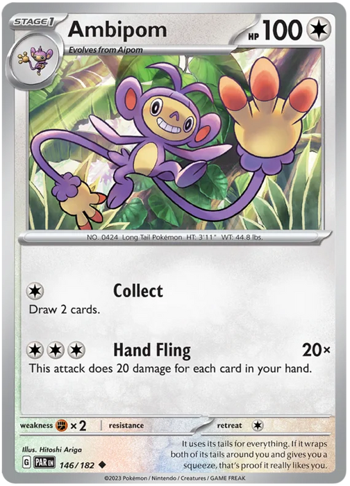 Ambipom 146/182 Uncommon Pokemon Card (SV04 Paradox Rift)