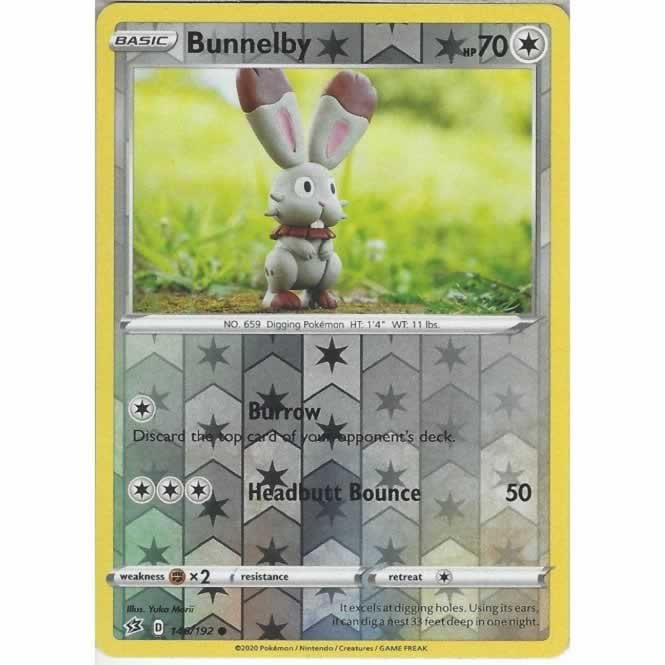 Bunnelby 146/192 Common Reverse Holo Pokemon Card (SWSH Rebel Clash)