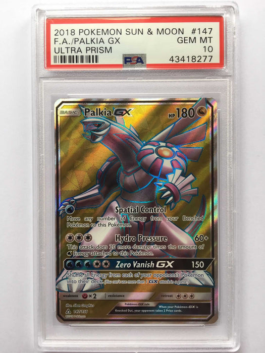 Palkia GX 147/156 Full Art PSA 10 Gem Mint Card (Ultra Prism)