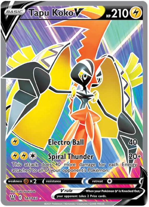 Tapu Koko V 147/163 Ultra Rare Pokemon Card (Battle Styles)