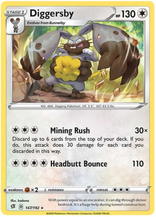 Diggersby 147/192 Rare Pokemon Card (SWSH Rebel Clash)