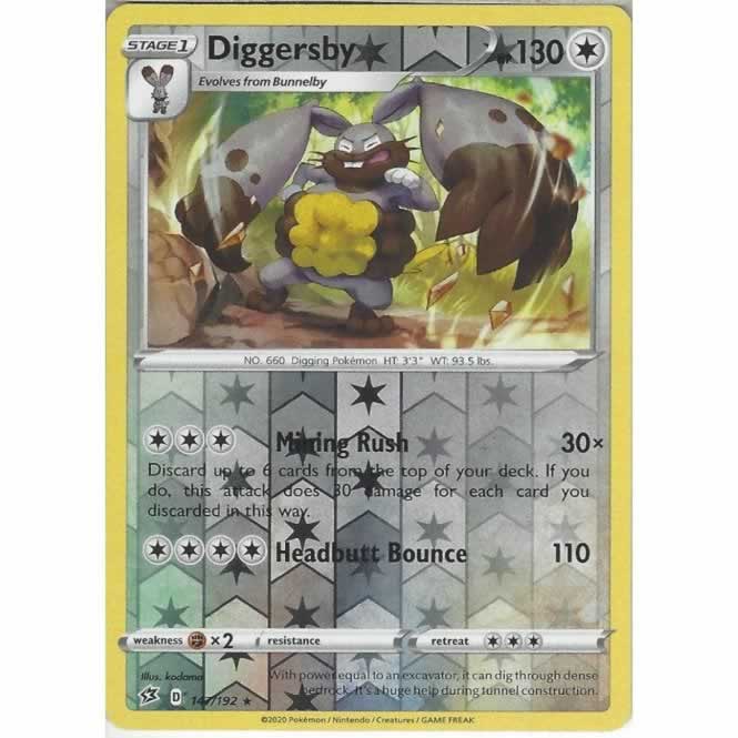 Diggersby 147/192 Rare Reverse Holo Pokemon Card (SWSH Rebel Clash)