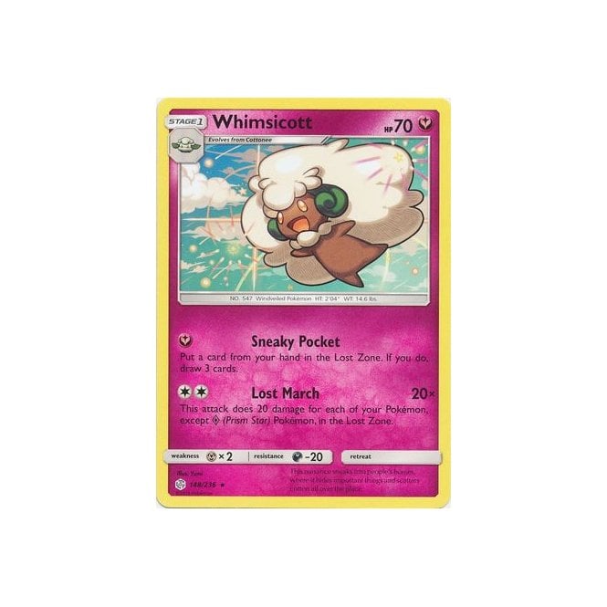 Whimsicott 148/236 Rare Pokemon Card (Cosmic Eclipse)