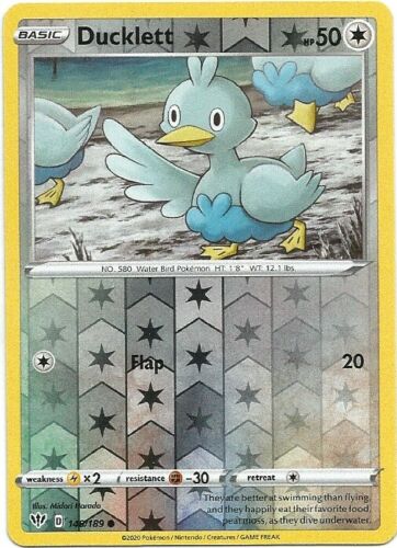 Ducklett 148/189 Common Reverse Holo Pokemon Card (Darkness Ablaze)