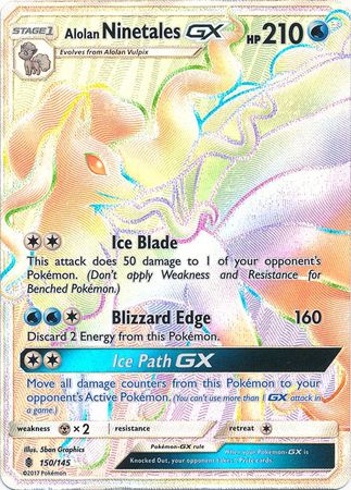 Alolan Ninetales GX 150/145 Rainbow Secret Rare Full Art