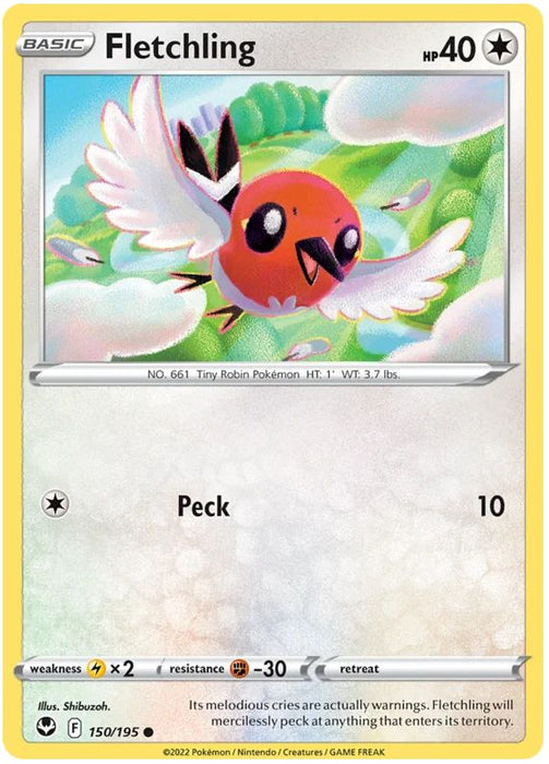 Fletchling 150/195 Common Pokemon Card (SWSH Silver Tempest)