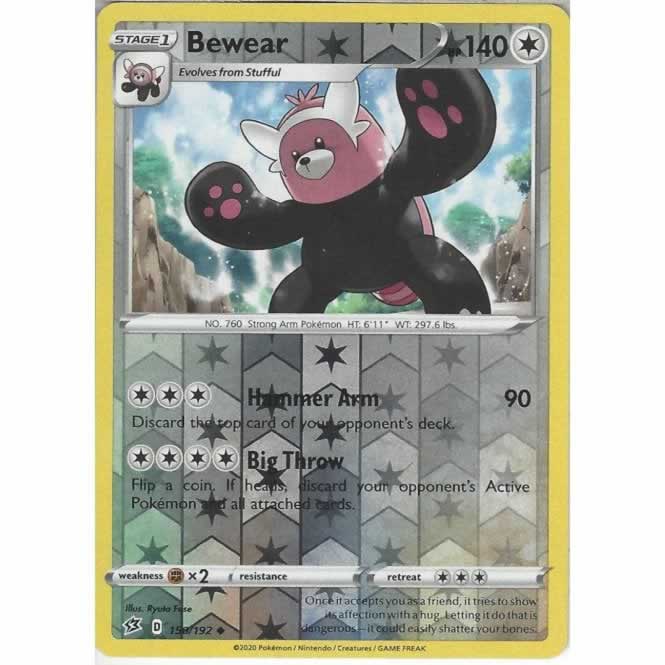 Bewear 150/192 Uncommon Reverse Holo Pokemon Card (SWSH Rebel Clash)