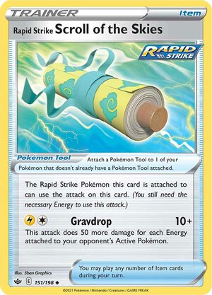 Rapid Strike Scroll of the Skies 151/198 Uncommon Reverse Holo Pokemon Card (SWSH Chilling Reign)