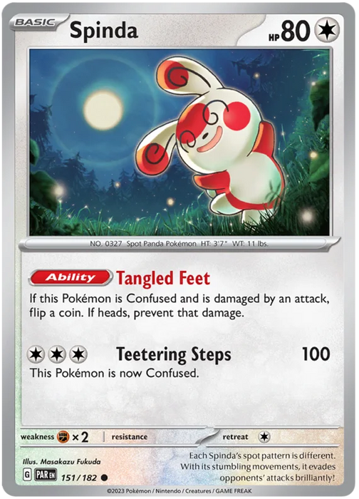 Spinda 151/182 Common Reverse Holo Pokemon Card (SV04 Paradox Rift)