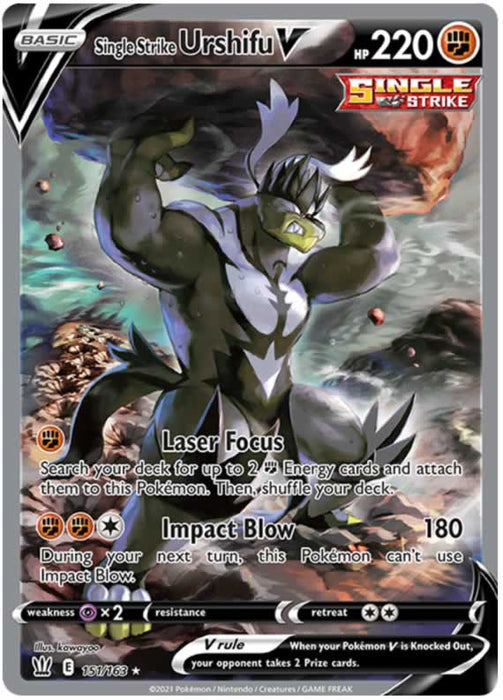 Single Strike Urshifu V 151/163 Ultra Rare Pokemon Card (Battle Styles)