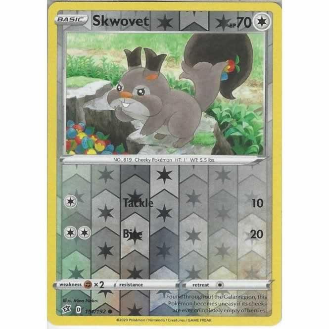 Skwovet 151/192 Common Reverse Holo Pokemon Card (SWSH Rebel Clash)