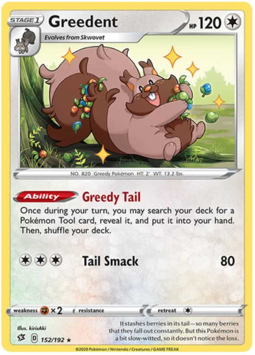 Greedent 152/192 Rare Pokemon Card (SWSH Rebel Clash)