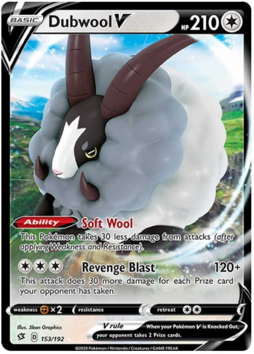 Dubwool V 153/192 Ultra Rare Pokemon Card (SWSH Rebel Clash)