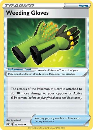 Weeding Gloves 155/198 Uncommon Reverse Holo Pokemon Card (SWSH Chilling Reign)