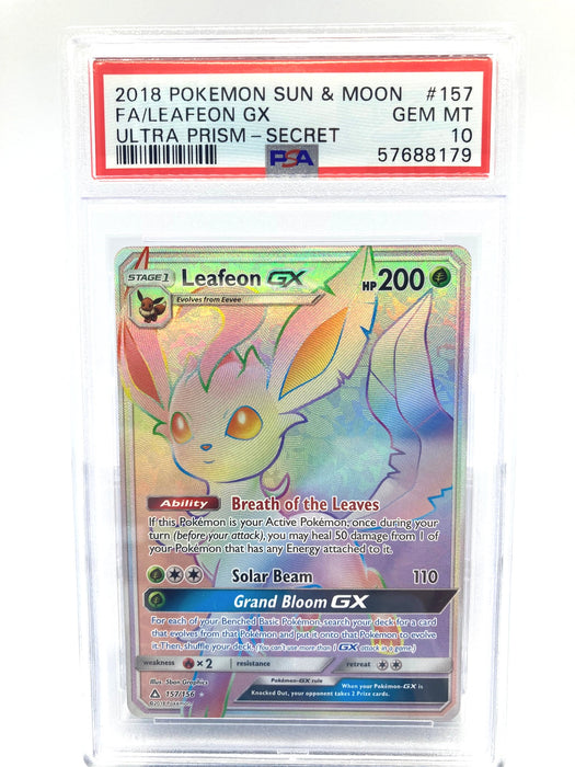 Leafeon GX 157/156 PSA 10 Gem Mint Graded Pokemon Card (Sun & Moon Ultra Prism)