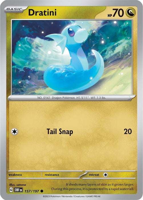 Dratini 157/197 Common Reverse Holo Pokemon Card (SV Obsidian Flames)