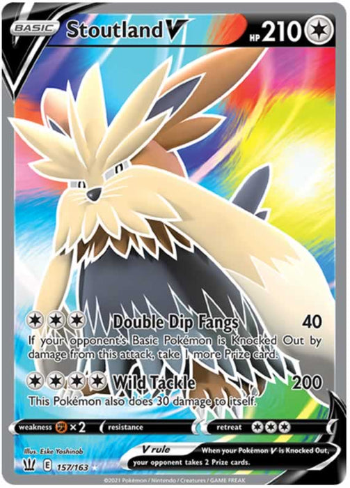 Stoutland V 157/163 Ultra Rare Pokemon Card (Battle Styles)