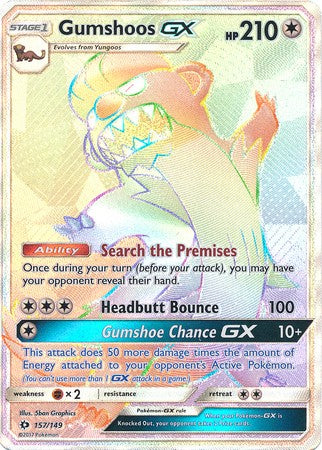 Gumshoos GX 157/149 Secret Rare Pokemon Card (Sun & Moon Base Set)