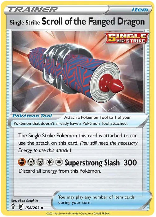 Single Strike Scroll of the Fanged Dragon 158/203 Uncommon Pokemon Card (SWSH Evolving Skies)