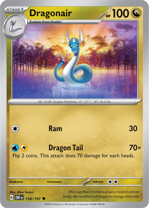 Dragonair 158/197 Uncommon Reverse Holo Pokemon Card (SV Obsidian Flames)