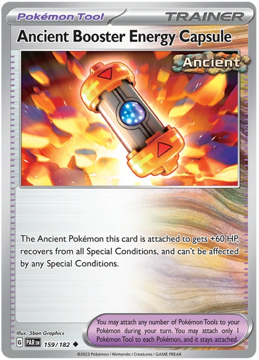 Ancient Booster Energy Capsule 159/182 Uncommon Reverse Holo Pokemon Card (SV04 Paradox Rift)