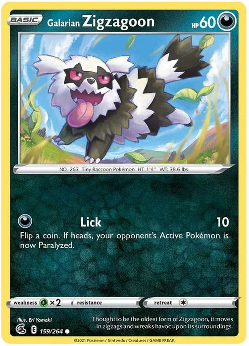 Galarian Zigzagoon 159/264 Common Pokemon Card (SWSH Fusion Strike)