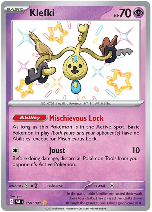 Klefki 159/091 Shiny Rare Pokemon Card (SV 4.5 Paldean Fates)