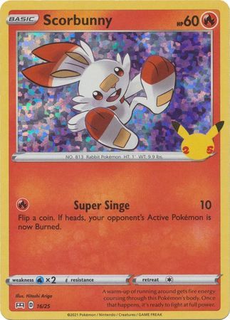 Scorbunny 16/25 Holo Pokemon Card (McDonalds Collection 2021)