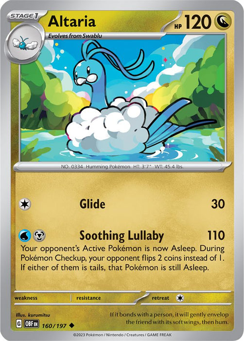 Altaria 160/197 Uncommon Reverse Holo Pokemon Card (SV Obsidian Flames)