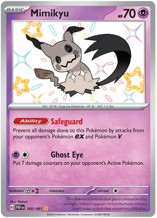 Mimikyu 160/091 Shiny Rare Pokemon Card (SV 4.5 Paldean Fates)