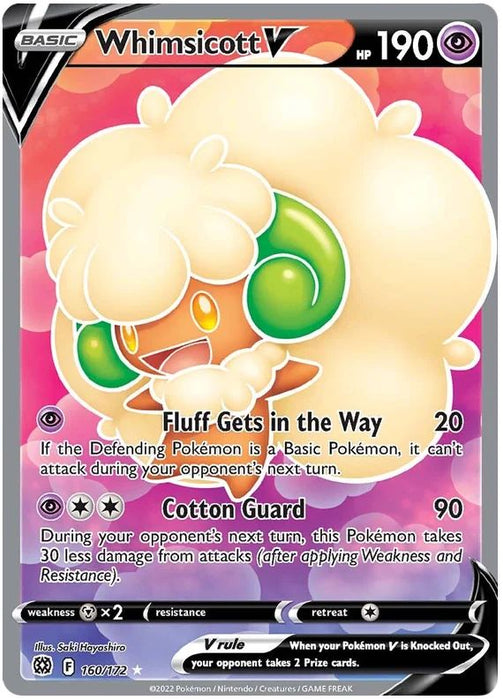 Whimsicott V 160/172 Ultra Rare Pokemon Card (SWSH Brilliant Stars)