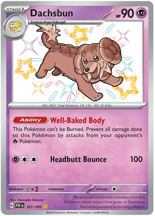 Dachsbun 161/091 Shiny Rare Pokemon Card (SV 4.5 Paldean Fates)