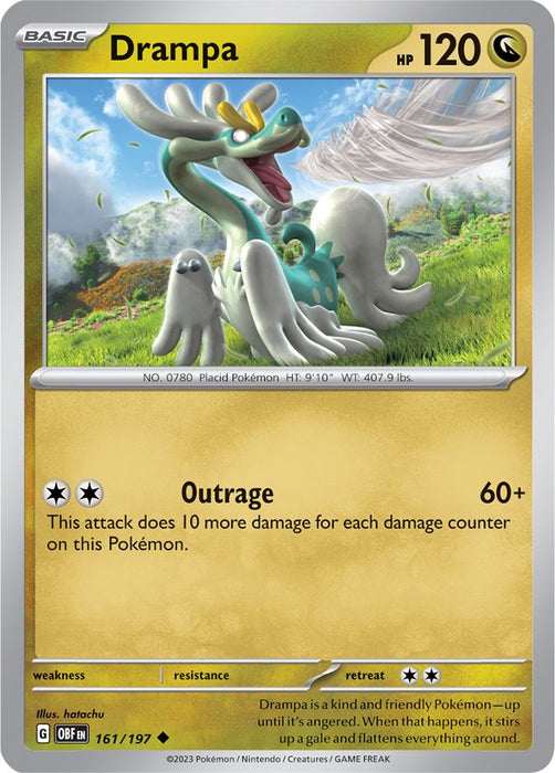 Drampa 161/197 Uncommon Reverse Holo Pokemon Card (SV Obsidian Flames)