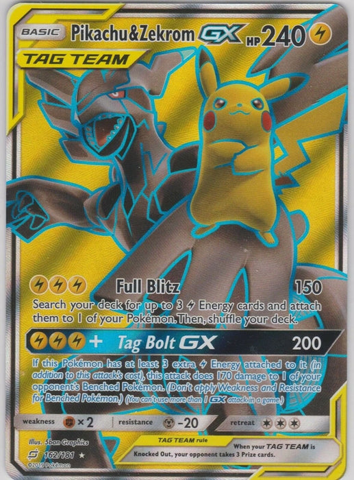 Pikachu & Zekrom GX 162/181 Full Art Pokemon Card (Team Up)