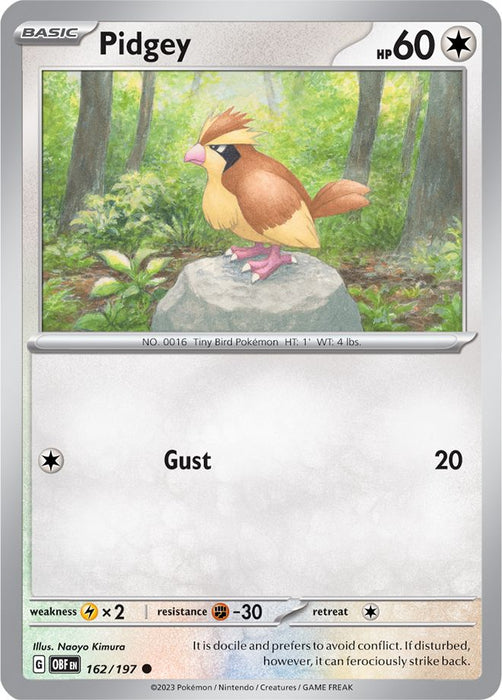 Pidgey 162/197 Common Reverse Holo Pokemon Card (SV Obsidian Flames)