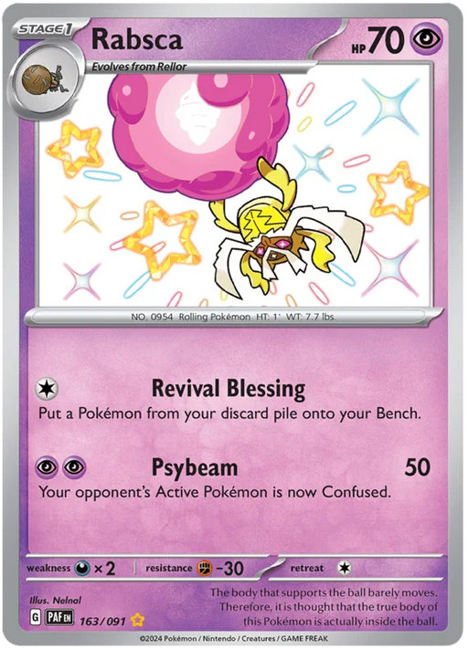 Rabsca 163/091 Shiny Rare Pokemon Card (SV 4.5 Paldean Fates)