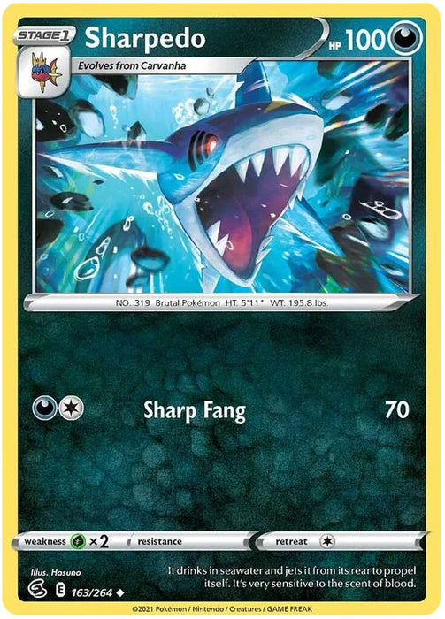 Sharpedo 163/264 Uncommon Pokemon Card (SWSH Fusion Strike)